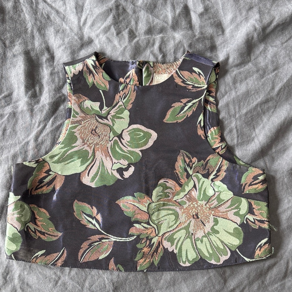 ASOS Floral Sleeveless Top - Black and Green